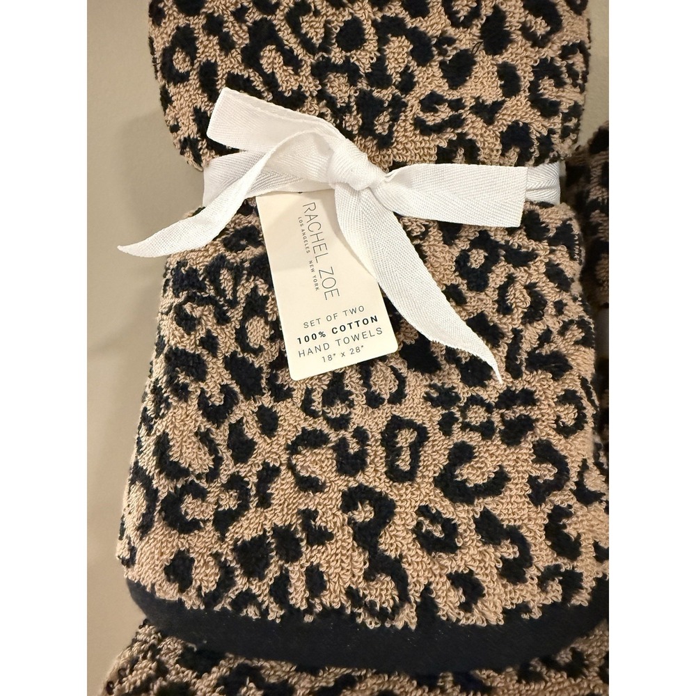 Set 8 Rachel Zoe Leopard Cheetah Animal Prints Bath Towel Set ~New ~ - Picture 2 of 3